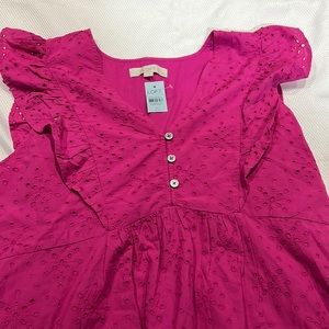 Loft’s Women’s pink eyelet petite swing dress